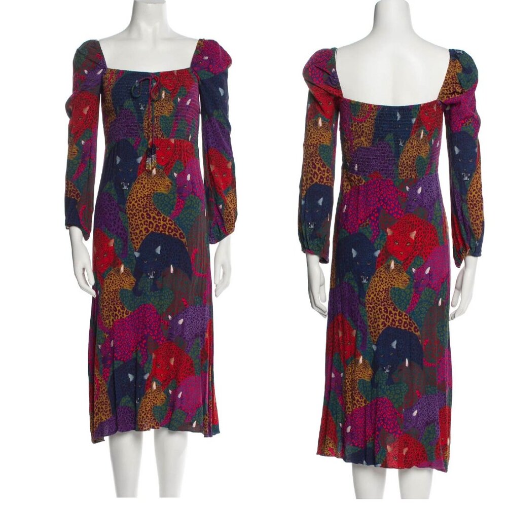 Farm Rio Rainbow Jaguar Midi Dress